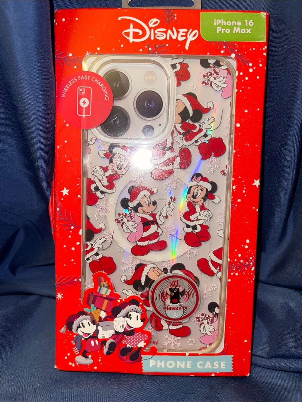 Disney Clear Christmas Holiday Minnie & Mickey Case with Red Accents